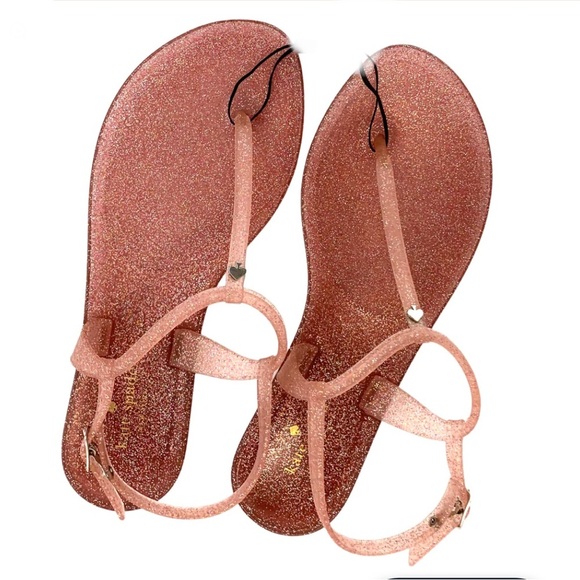 Kate Spade JONI Style Glitter Pink‎ Jelly Straps Flats Size 10 brand new - Picture 1 of 9